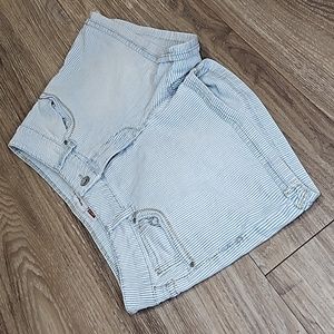 Levi's Denim Red Tab Shorty Short Blue White Striped Jean Shorts Junior's 11